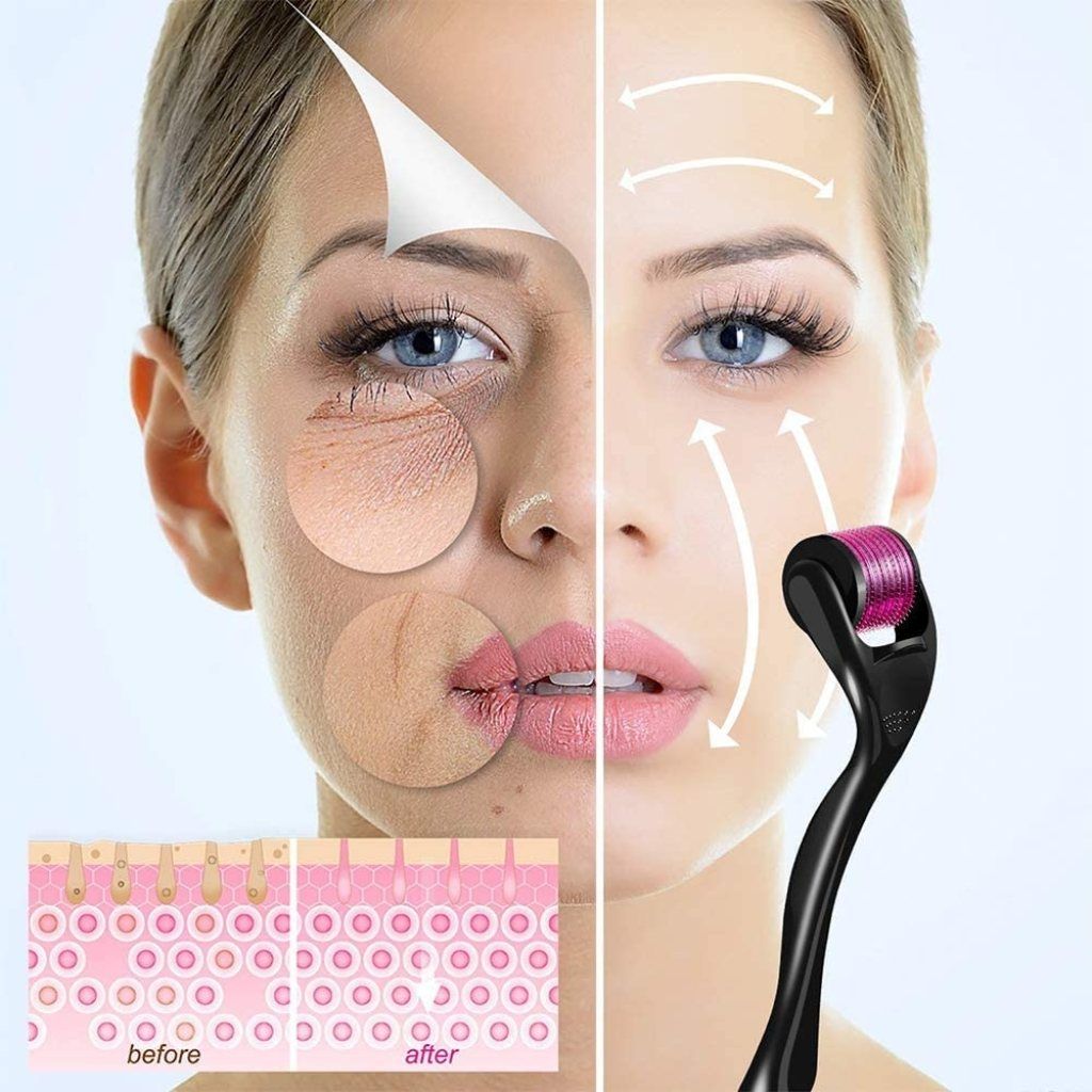 WUGO::Derma Roller 0.5mm For Face Acne Scars Remover, 540 Titanium Alloy Needles For Anti-ageing,Micro Needle Therapy Roller for Face and Body - 0.5mm For Beauty