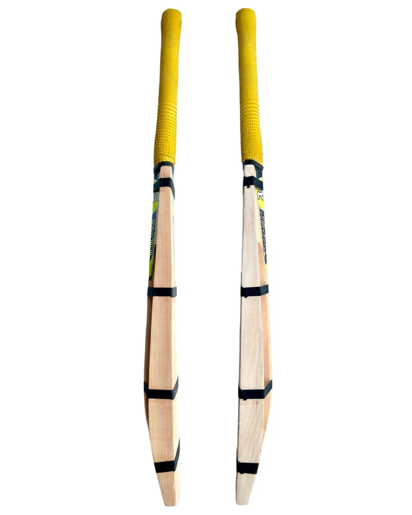 RUDRAYM® RM Single Blade Light Weight Hard Tennis Circle Scoop Kashmir Willow Cricket Bat (Yellow)