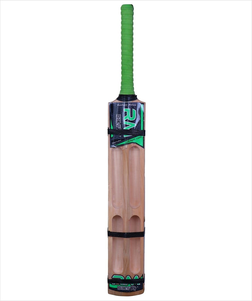 RUDRAYM® RM AK47 Double Blade Light Weight Hard Tennis Four Scoop Kashmir Willow Cricket Bat (Green)