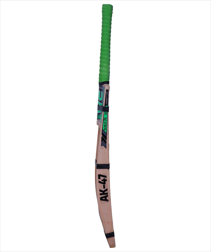 RUDRAYM® RM AK47 Double Blade Light Weight Hard Tennis Circle Scoop Kashmir Willow Cricket Bat (Green)
