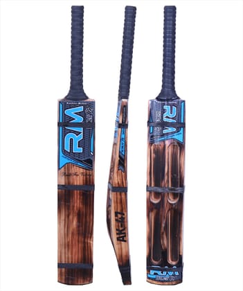 RUDRAYM® RM Burn Edition AK47 Lightweight Double Blade Scoop Kashmir Willow Cricket Bat with Toe Guard (Blue)