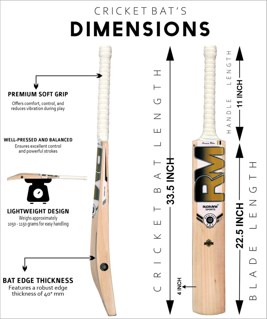 RUDRAYM RM Tempest Edition Premium Kashmir Willow Leather Cricket Bat