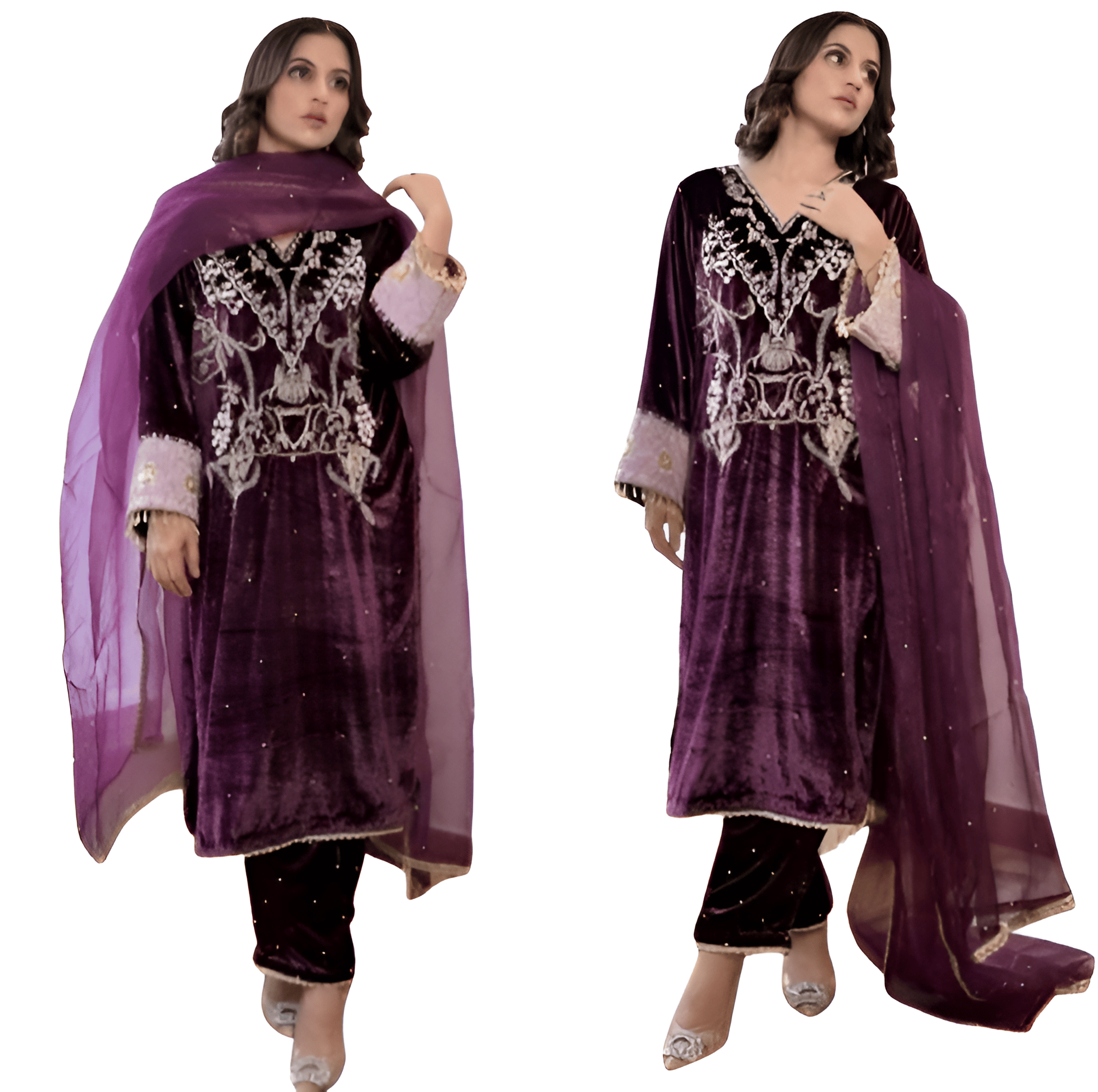 Velvet Ready to wear indian salwar kameez Dupatta for women anarkali designer pakistani dresses Festival 3 piece