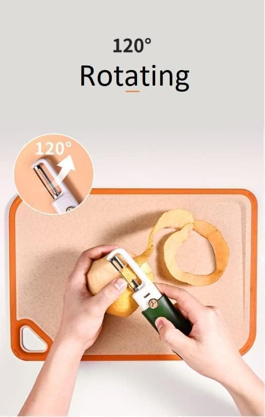 KIT & CO Multifunctional 2 in 1 Stainless Steel Fruit Knife Peeler, Fruit and Vegetable Peeler Dual-Use Knife, Outdoor Kitchen Tools Portable Peeling Fruit Peeler (Multicoloured, Medium)