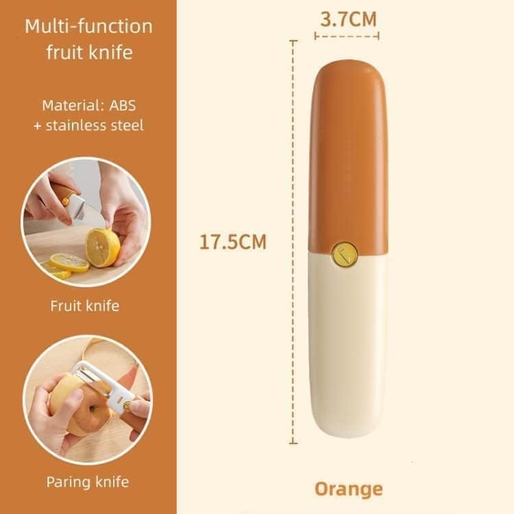 KIT & CO Multifunctional 2 in 1 Stainless Steel Fruit Knife Peeler, Fruit and Vegetable Peeler Dual-Use Knife, Outdoor Kitchen Tools Portable Peeling Fruit Peeler (Multicoloured, Medium)