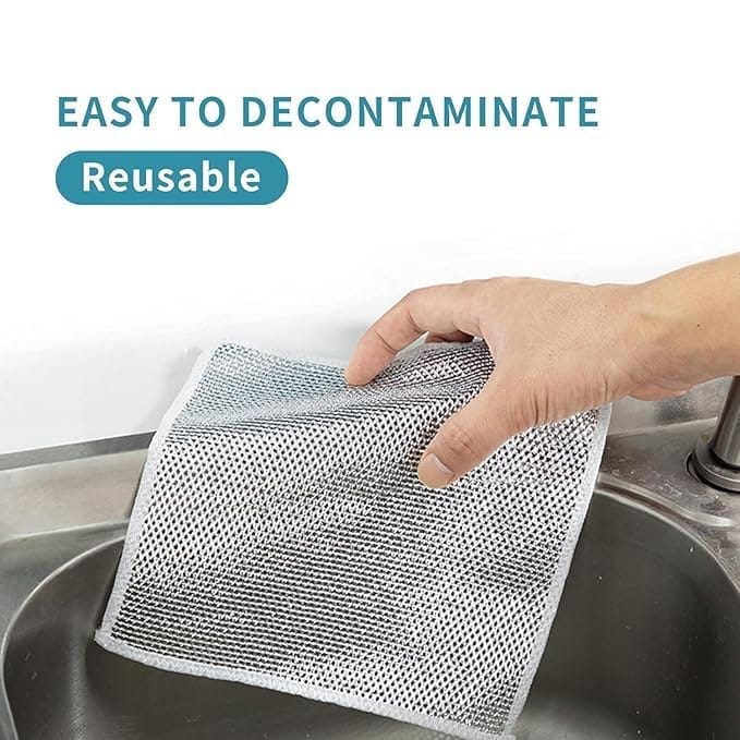 KIT & CO Multipurpose Wire Dishwashing Rags for Wet and Dry, Multifunctional Non-Scratch Wire Dishcloth, Scrubs and Cleans for Dishes, Stove Tops, Easy Rinsing, Machine Washable Pack of 10