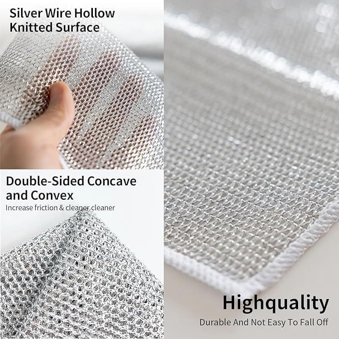 KIT & CO Multipurpose Wire Dishwashing Rags for Wet and Dry, Multifunctional Non-Scratch Wire Dishcloth, Scrubs and Cleans for Dishes, Stove Tops, Easy Rinsing, Machine Washable Pack of 10