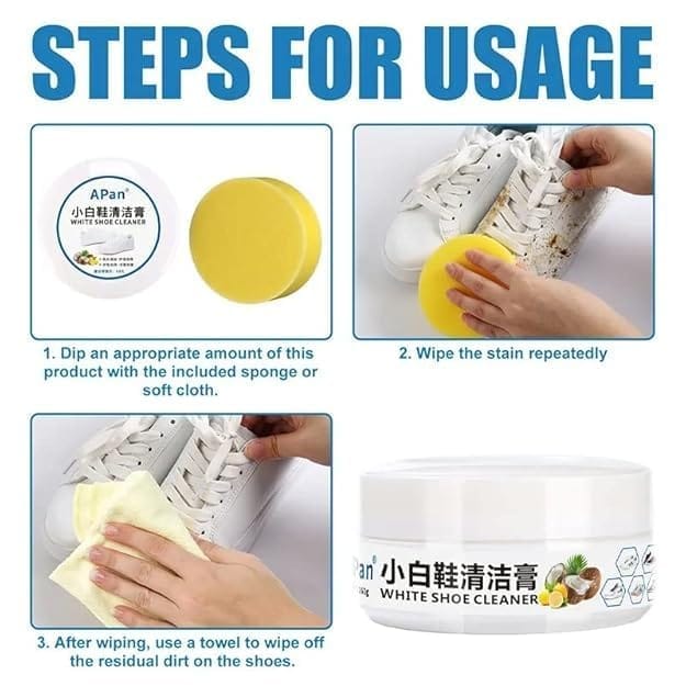 KIT & CO White Shoe Cleaning Cream, White Shoe Cleaning Cream Multipurpose Shoe Cleaner, Effective Dirt Removal Shoe Cleaner for White Shoes Cleaner White Shoe Cleaner