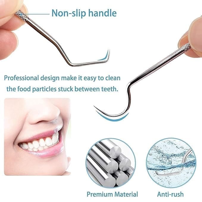 KIT & CO 7 Pcs Portable Stainless Steel Toothpicks Set, Reusable Toothpick Cleaning Kit for Teeth, Metal Toothpick Holders for Outdoor Picnic Camping Traveling