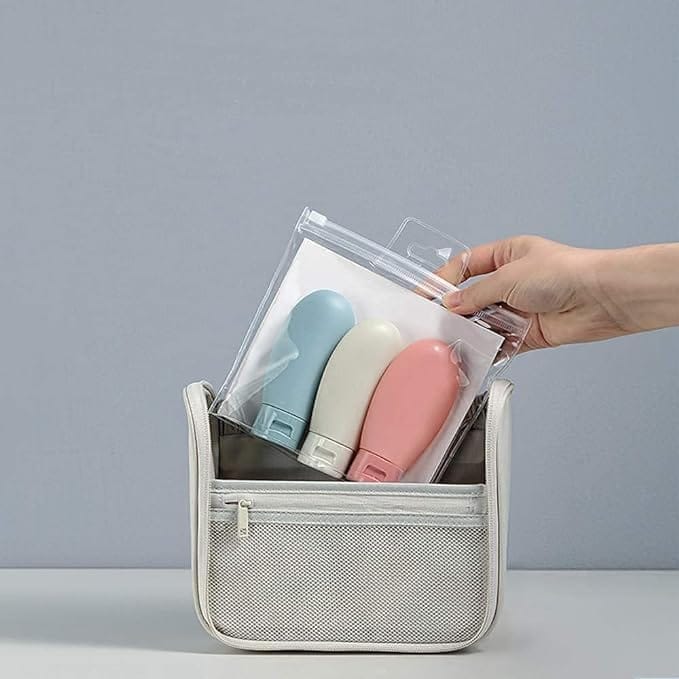 KIT & CO 3pcs Travel Bottles for Toiletries, Refillable Plastic Containers with Lid Small Leak Proof Squeeze Bottles Kit for Toiletries, Cream, Gel, Shampoo, Lotion Dispense