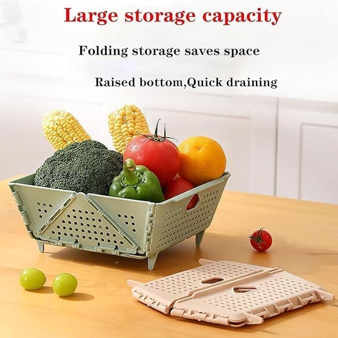 KIT & CO Food Washing Drainer Strainers Basket/Collapsible Colander Basket for Fruit Noodles Vegetable Pasta Drainer/Dishwasher Safe Sink Drainage Basket