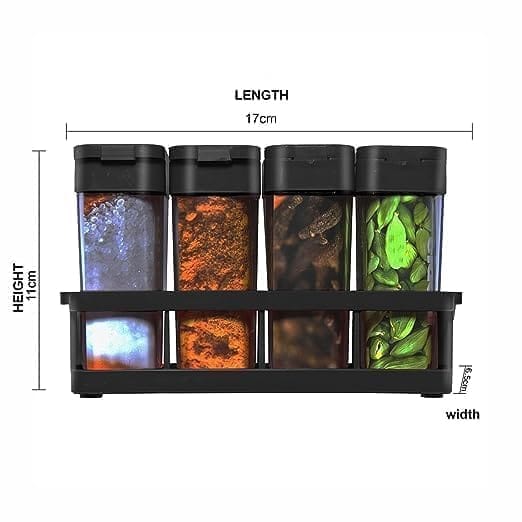 KIT & CO Kitchen 8 Pcs Sets Airtight Rasoi Box Spice Storage Jar Masala Box Spice Container Idle For, Easy Flow Spice Storage Container with Tray