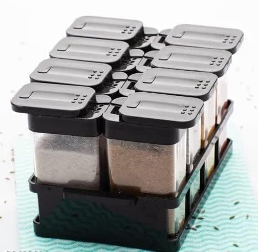 KIT & CO Kitchen 8 Pcs Sets Airtight Rasoi Box Spice Storage Jar Masala Box Spice Container Idle For, Easy Flow Spice Storage Container with Tray