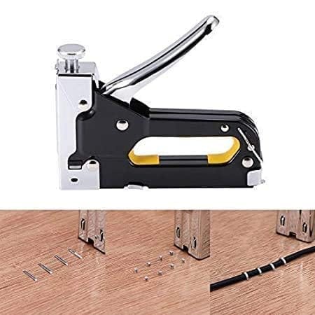 KIT & CO Heavy Duty Manual Stapler || Staple Gun Nailer Tacker with 1000 Staples Nails || 3 in 1 Shooting Stapler Gun Tracker Machine with Pins for Furniture Woodworking Stapler Tools
