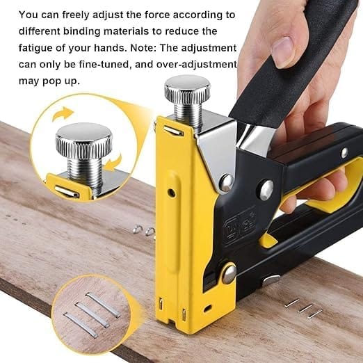 KIT & CO Heavy Duty Manual Stapler || Staple Gun Nailer Tacker with 1000 Staples Nails || 3 in 1 Shooting Stapler Gun Tracker Machine with Pins for Furniture Woodworking Stapler Tools
