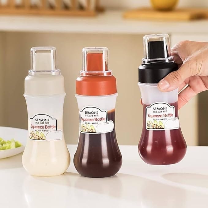 KIT & CO Porous Squeeze Bottle Condiment Bottles Hot Sauce Dispenser Refillable Five Hole Container with Lid Squirt Bottle Sauce Dispenser Ketchup Bottle