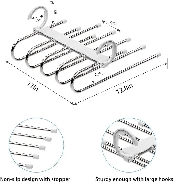 KIT & CO Stainless Steel Foldable Hangers for Clothes Hanging Multi-Layer Multi Purpose Pant Hangers for Wardrobe Magic Foldable Hanger Clothes Hanger Multipurpose Hanger Organizer
