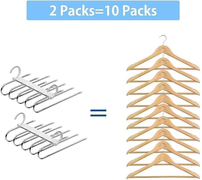 KIT & CO Stainless Steel Foldable Hangers for Clothes Hanging Multi-Layer Multi Purpose Pant Hangers for Wardrobe Magic Foldable Hanger Clothes Hanger Multipurpose Hanger Organizer