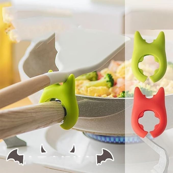 KIT & CO Silicone Pot Clip Spoon Rest Kitchen Spoon Holder Spatula Placement Steam Releaser Hot Spoon Holder Spoon Pot Pan Holder Spatula Bracket Clip Storage Rack for Household.