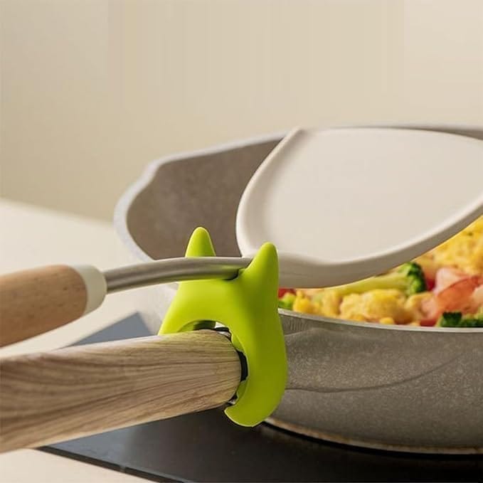 KIT & CO Silicone Pot Clip Spoon Rest Kitchen Spoon Holder Spatula Placement Steam Releaser Hot Spoon Holder Spoon Pot Pan Holder Spatula Bracket Clip Storage Rack for Household.