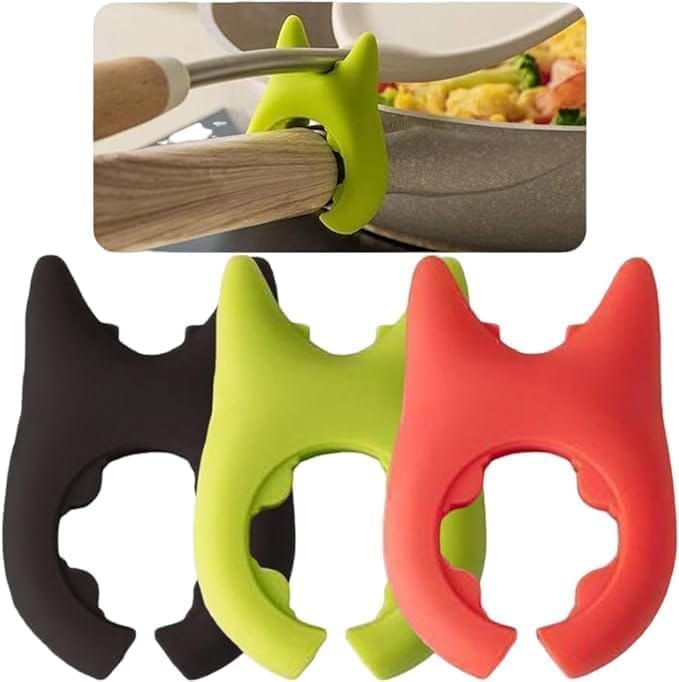 KIT & CO Silicone Pot Clip Spoon Rest Kitchen Spoon Holder Spatula Placement Steam Releaser Hot Spoon Holder Spoon Pot Pan Holder Spatula Bracket Clip Storage Rack for Household.