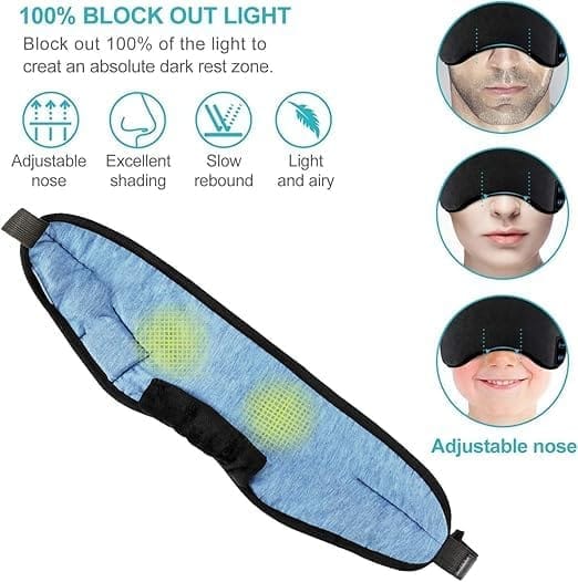 KIT & CO Polyester Bluetooth Sleeping Headphones,Wireless Music Bluetooth Sleep Eye Mask,Upgraded Travel Sleeping Headset,Bluetooth Handsfree Sleep Eye Shades Built-In Speakers Microphone Washable