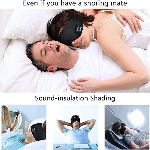 KIT & CO Polyester Bluetooth Sleeping Headphones,Wireless Music Bluetooth Sleep Eye Mask,Upgraded Travel Sleeping Headset,Bluetooth Handsfree Sleep Eye Shades Built-In Speakers Microphone Washable
