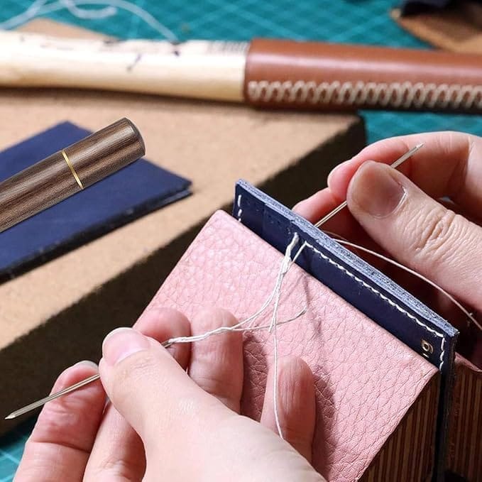 KIT & CO Self Threading Sewing Needles Set, Needle Thread Wooden Case Box Set, Embroidery Needles Threader Inserter Set, Quilting Needles 30 PCS