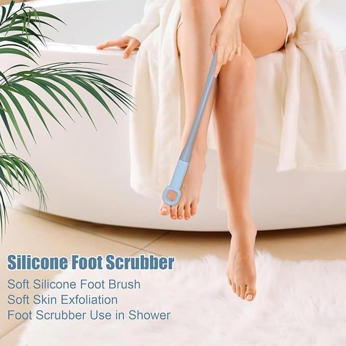 KIT & CO Toe Cleaning Brush Foot Scrubber in Shower with Long Handle Silicone Foot Gap Brush Soft Skin Exfoliation Toe Crevice Brush for Foot Seniors,Elderly, Men and Women
