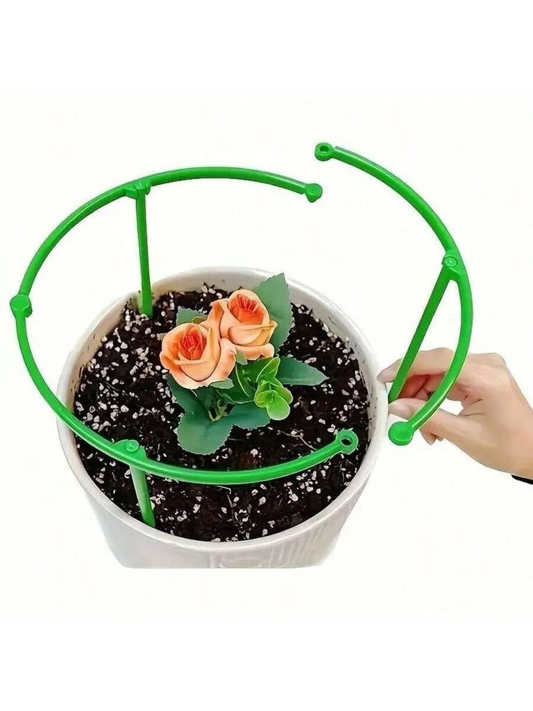 KIT & CO Plant Support 3 Layer Stakes Ring Plastic Plant Cage Holder Flower Pot Climbing Trellis, Vegetable Trellis, Plant Support Cages Stakes for Climbing Plants (Pack of 1)