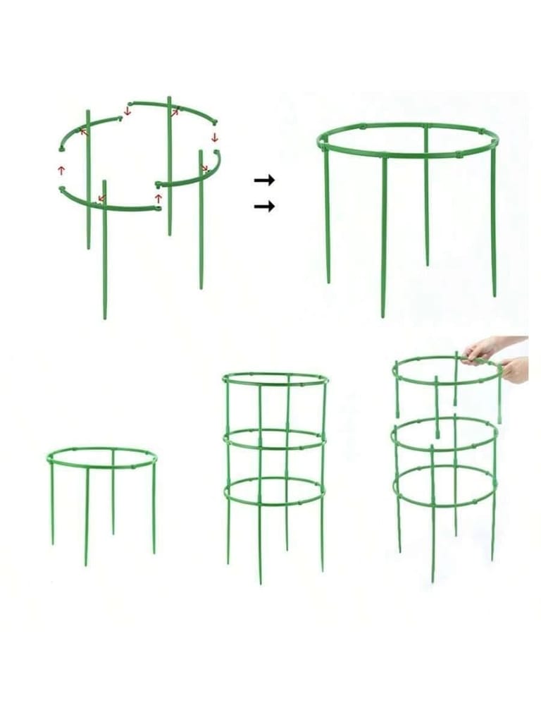 KIT & CO Plant Support 3 Layer Stakes Ring Plastic Plant Cage Holder Flower Pot Climbing Trellis, Vegetable Trellis, Plant Support Cages Stakes for Climbing Plants (Pack of 1)