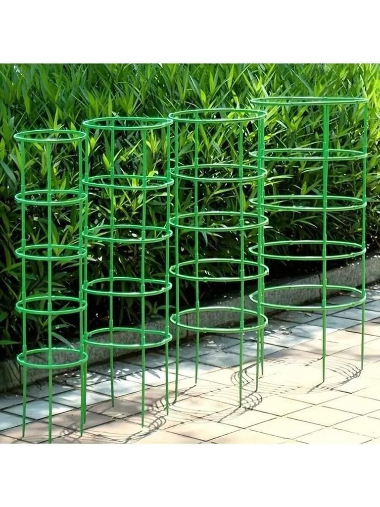 KIT & CO Plant Support 3 Layer Stakes Ring Plastic Plant Cage Holder Flower Pot Climbing Trellis, Vegetable Trellis, Plant Support Cages Stakes for Climbing Plants (Pack of 1)