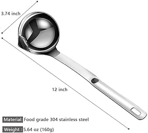 KIT & CO Stainless Steel Oil Soup Separator Spoon, Oil Filter Spoon, Cooking Spoon Oil-Separated Spoon with Long Handle, Grease Filter Spoon for Home Kitchen Hot Pot Fat Skimmer