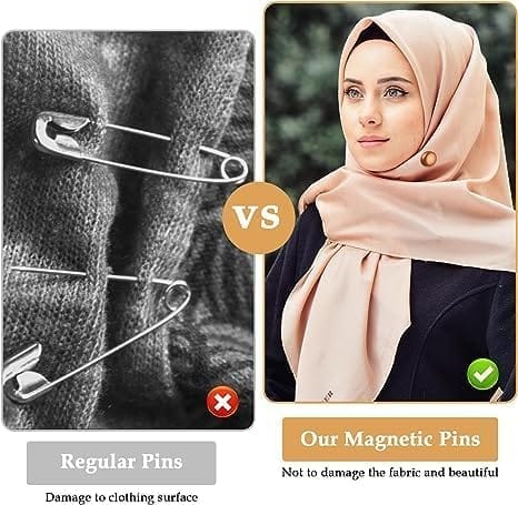 KIT & CO Magnetic hijab pins for scarf | Elegant Scarf pins pin with hijab magnets | Stylish magnetic pins for hijab | Supreme strength pins | (1 PAIR)