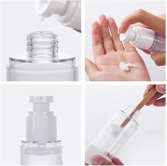 KIT & CO Travel Airless Vacuum Sub-bottle | Refillable Makeup Cosmetics Toiletry Organizer Travel Containers for Lotion Liquid Bottle | Vacuum Travel Sub-Bottle