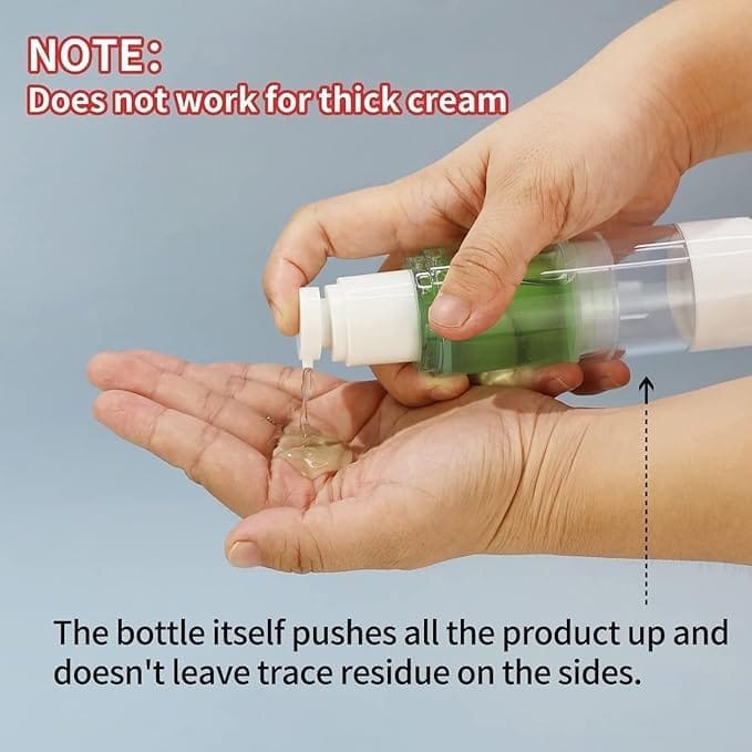 KIT & CO Travel Airless Vacuum Sub-bottle | Refillable Makeup Cosmetics Toiletry Organizer Travel Containers for Lotion Liquid Bottle | Vacuum Travel Sub-Bottle