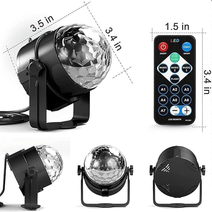 KIT & CO Disco Ball, LED Party Lights, Music Controlled Mini DJ Party Lights, Stand with Suction Cups, Strobe Ball, Stage Lights for KTV, Christmas, Home Parties, Children's Birthday Gift