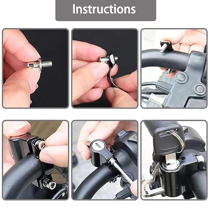 KIT & CO Helmet Lock for Bike Motorcycle 22-24mm Handlebar Tubes Rust Resistant Heavy Duty Helmet Helmet Accessories for Handlebar Scooter Lock for Motorcycles, Bicycles or Scooters