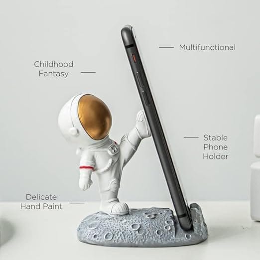 KIT & CO Phone Holder - Spaceman Mobile Phone Stand - Cool Fun 3D Cartoon Design Phone Holder - Cute Funny Smartphone Holder Bracket for Desk Compatible Home Office