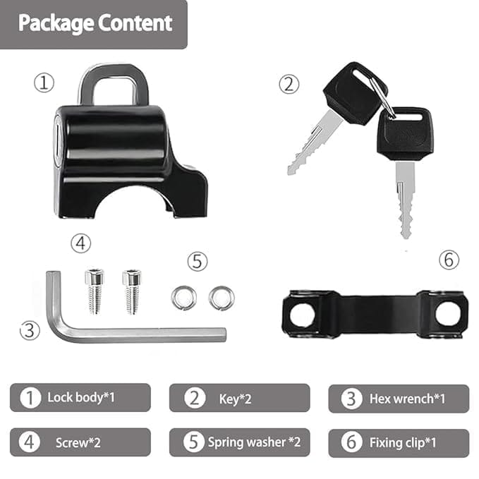 KIT & CO Helmet Lock for Bike Motorcycle 22-24mm Handlebar Tubes Rust Resistant Heavy Duty Helmet Helmet Accessories for Handlebar Scooter Lock for Motorcycles, Bicycles or Scooters