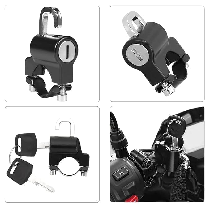 KIT & CO Helmet Lock for Bike Motorcycle 22-24mm Handlebar Tubes Rust Resistant Heavy Duty Helmet Helmet Accessories for Handlebar Scooter Lock for Motorcycles, Bicycles or Scooters