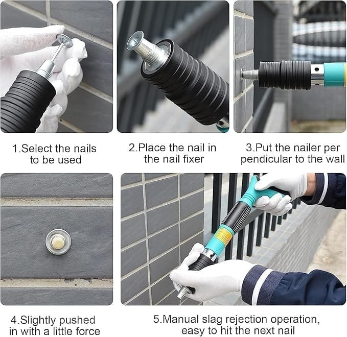KIT & CO Nail Wall Fastening Tool For Cement Wall - Manual Steel Nails Gun, Portable Mini Concrete Nail Gun With Lightweight And Efficient Household Wood Working Tool