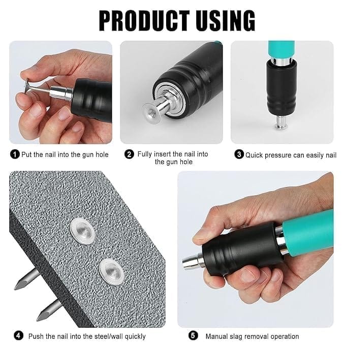KIT & CO Nail Wall Fastening Tool For Cement Wall - Manual Steel Nails Gun, Portable Mini Concrete Nail Gun With Lightweight And Efficient Household Wood Working Tool