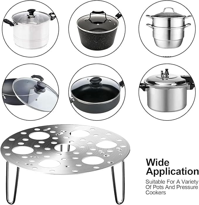 KIT & CO Stainless Steel Round Egg Steamer Rack Heatproof Stackable 7 Holes Stand Egg Box Kitchen Multipurpose Trivet Insert For Pot Accessories And Pressure Cooker Pans Steam Boiling