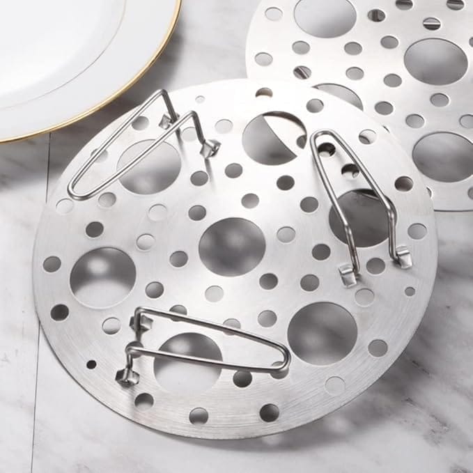 KIT & CO Stainless Steel Round Egg Steamer Rack Heatproof Stackable 7 Holes Stand Egg Box Kitchen Multipurpose Trivet Insert For Pot Accessories And Pressure Cooker Pans Steam Boiling