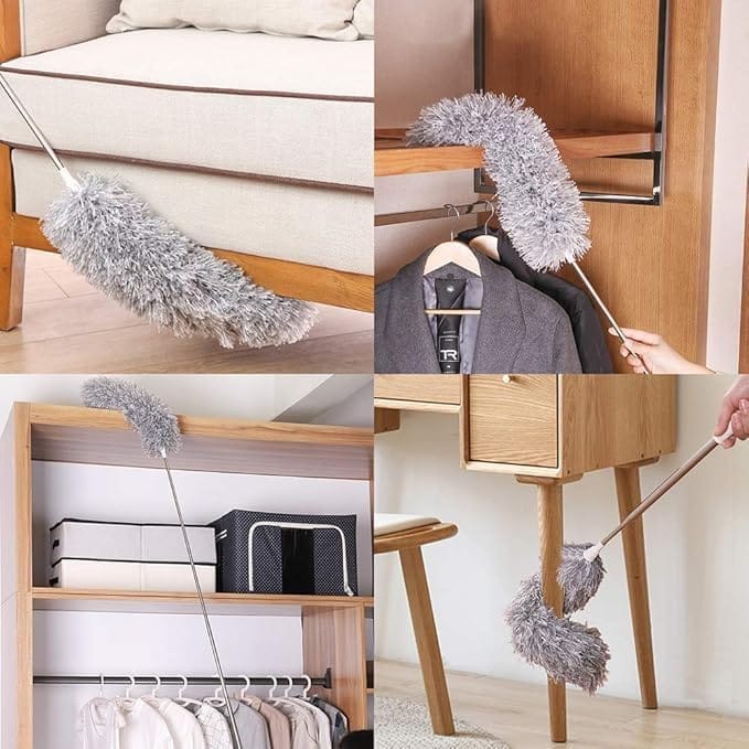 KIT & CO Long Extendable Dusters for Cleaning High Ceiling Fan, Microfiber Feather Duster with 30'' to 100'' Telescoping Extension Pole, Duster Furniture, Cars Flexible Mop