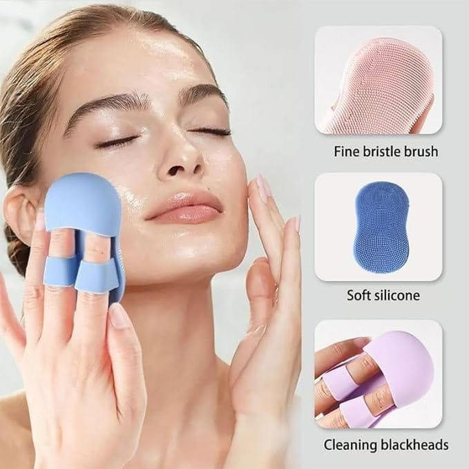 KIT & CO Facial Pore Cleansing Pads | Silicone Face Cleansing Brush Face Scrubbers Soft Exfoliators Cleaning Tool Massage Washing Pore Cleanser Pimples Blackhead Remover Deep Cleans Skin Care pack of-2