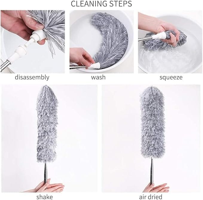 KIT & CO Long Extendable Dusters for Cleaning High Ceiling Fan, Microfiber Feather Duster with 30'' to 100'' Telescoping Extension Pole, Duster Furniture, Cars Flexible Mop