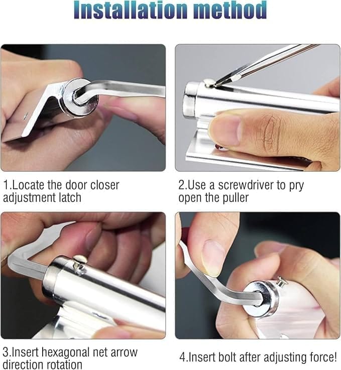 KIT & CO Door Closer, Zinc Alloy Automatic Safety Spring Door Closer, Adjustable Closing Door Hinge, Quiet Door Closer for Wooden Door, Metal Door, Security Door