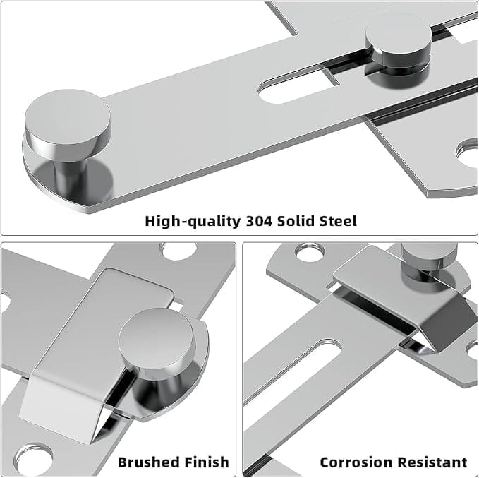 KIT & CO Stainless Steel Flip Sliding Barn Door Lock || Hardware Safety Door Bolt Lock Flip Latch || Prevent Corrosions Door Lock Latch for Cabinet, Bathroom, Window, Outdoor, Garage